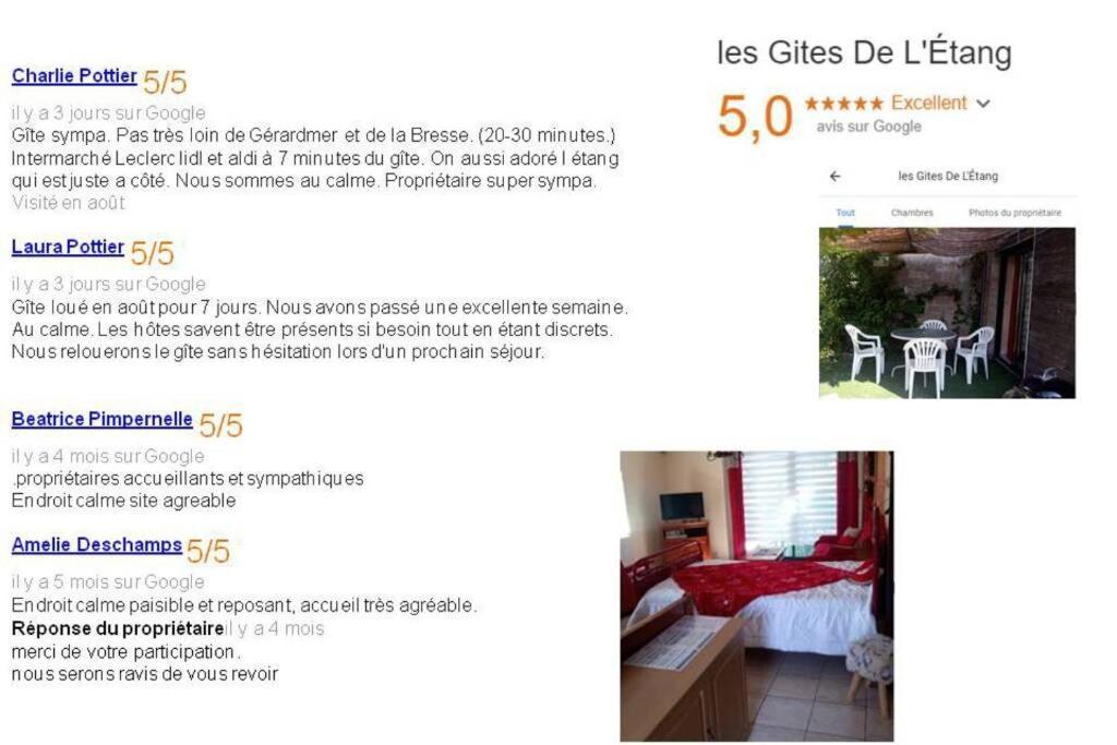 Les Gites De L Etang :Studio A 20 Mn De Gerardmer La Chapelle  Zewnętrze zdjęcie